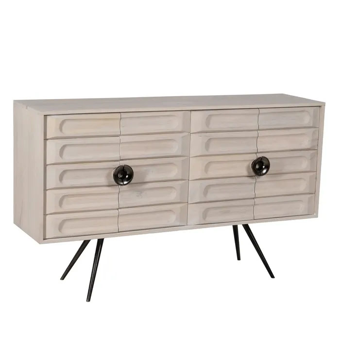 APARADOR BLANCO ROZADO MADERA 152 X 41 X 92 CM - Imagen 4
