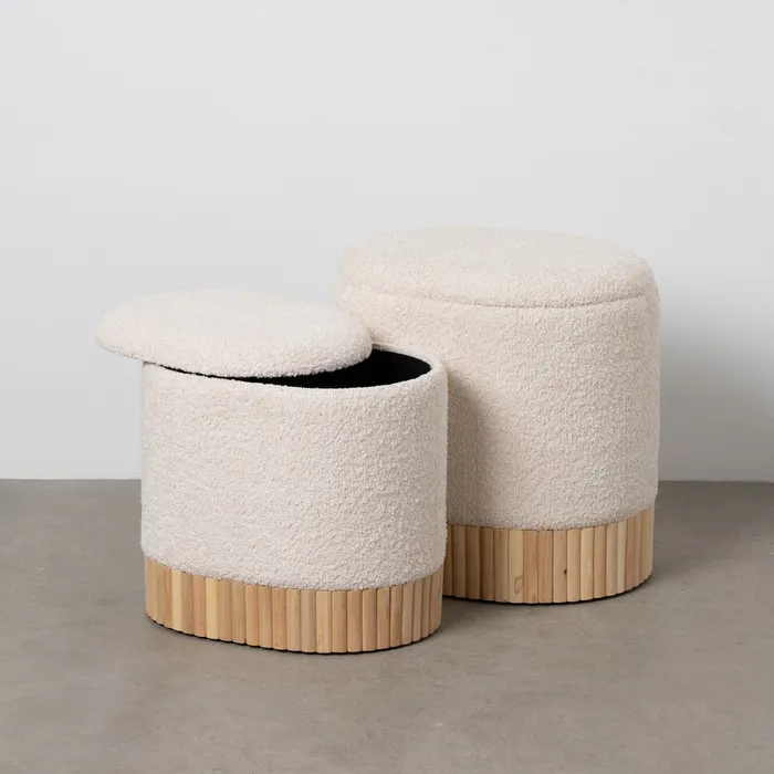 SET/2 PUF BAÚL CREMA DM-TEJIDO 44 X 34 X 45 CM - Imagen 2