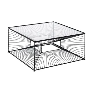 MESA CENTRO NEGRO METAL-CRISTAL 80,50 X 80,50 X 38 CM