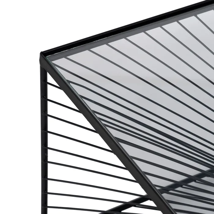 MESA CENTRO NEGRO METAL-CRISTAL 80,50 X 80,50 X 38 CM - Imagen 3