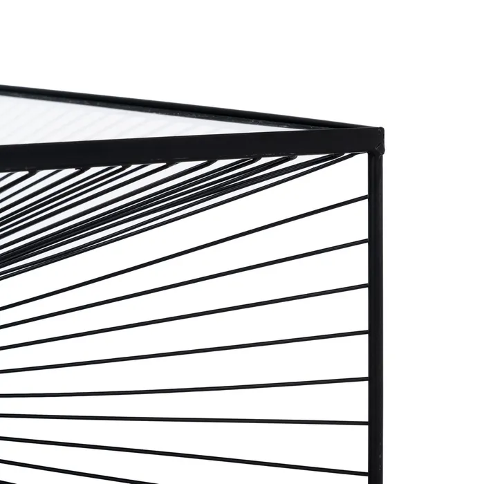 MESA CENTRO NEGRO METAL-CRISTAL 80,50 X 80,50 X 38 CM - Imagen 4