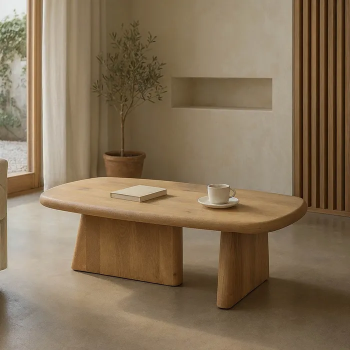 MESA CENTRO NATURAL MADERA DE ACACIA 120 X 60 X 40 CM - Imagen 2