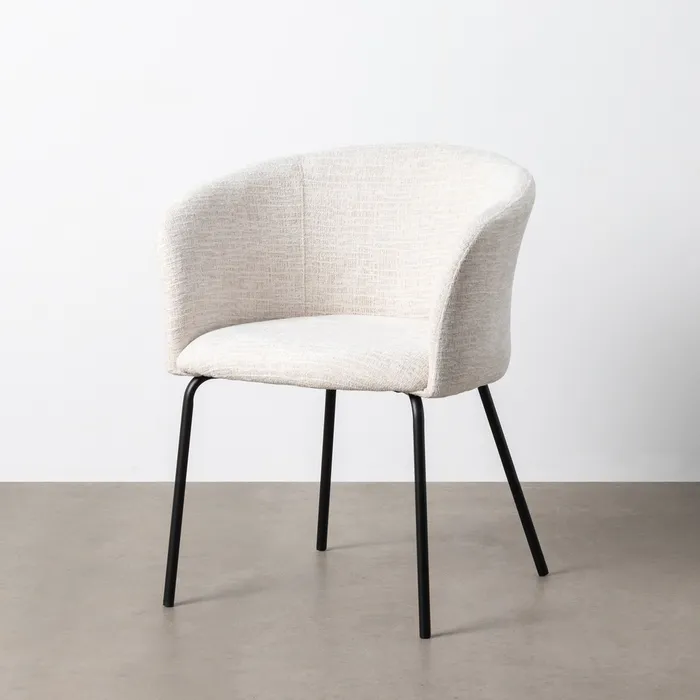PACK 2 SILLAS CREMA TEJIDO-METAL SALÓN 61 X 56 X 77,50 CM - Imagen 2