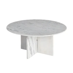 MESA CENTRO BLANCO PIEDRA NATURAL SALÓN 100 X 100 X 48 CM