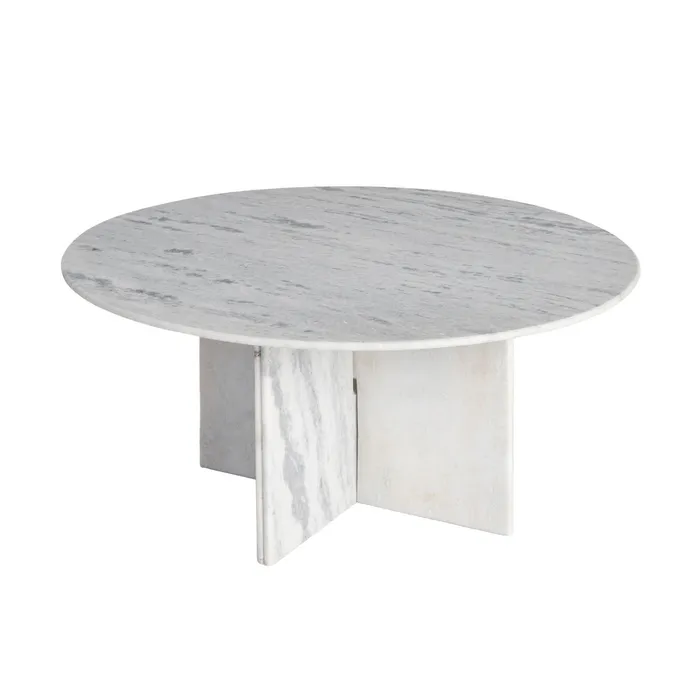 MESA CENTRO BLANCO PIEDRA NATURAL SALÓN 100 X 100 X 48 CM