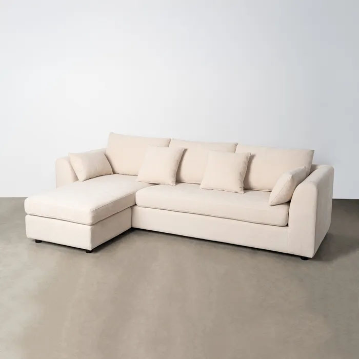 SOFÁ CHAISE LONGUE IZQ./DCHA. CREMA 260 X 164 X 76 CM - Imagen 4
