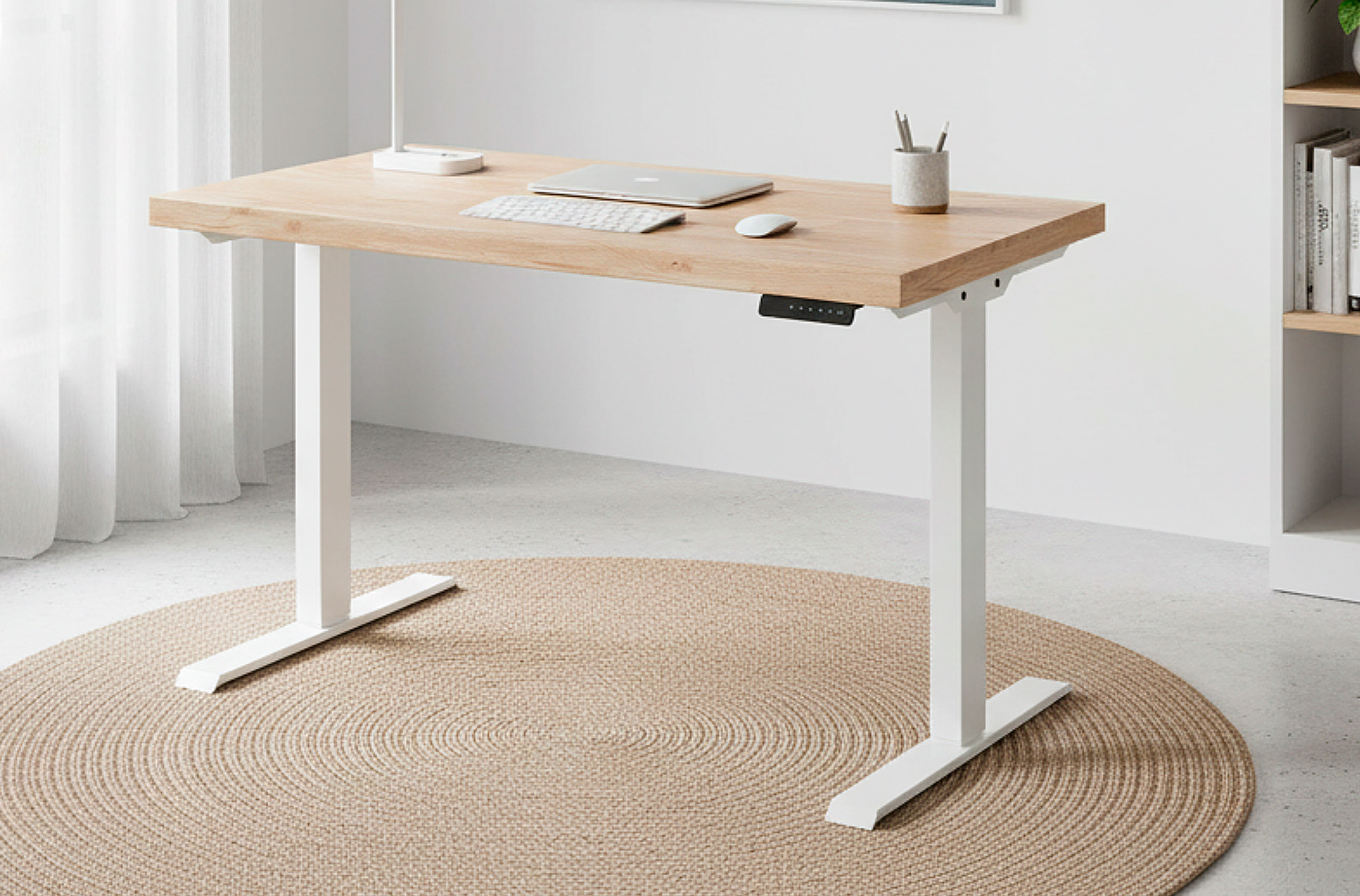 MESA ESCRITORIO / DESPACHO MOTORIZADA ELEVABLE STAND 140 x 70 CM NORDISH / BLANCO. - Imagen 2