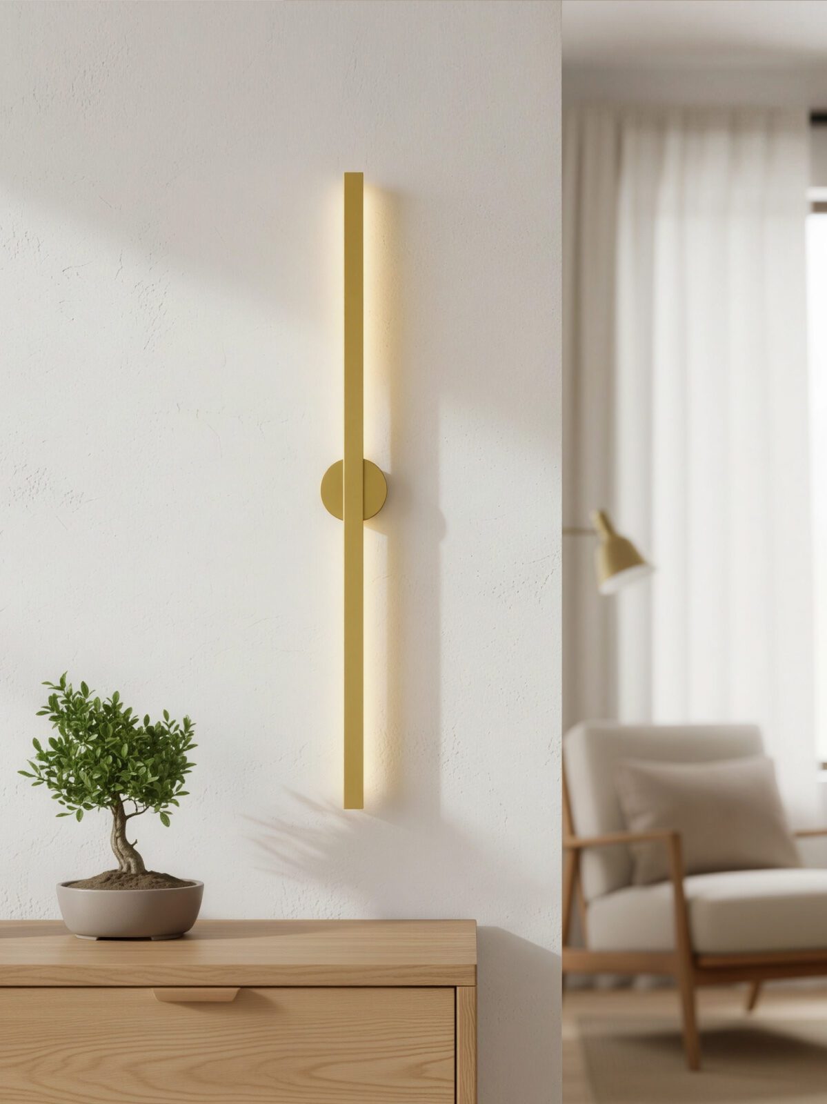 APLIQUE ACERO ORO PARED 10x100x6 CM - Imagen 2