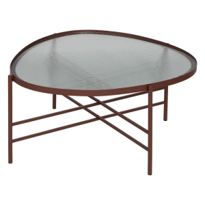 MESA CENTRO TEJA METAL-CRISTAL 78 X 68 X 37 CM