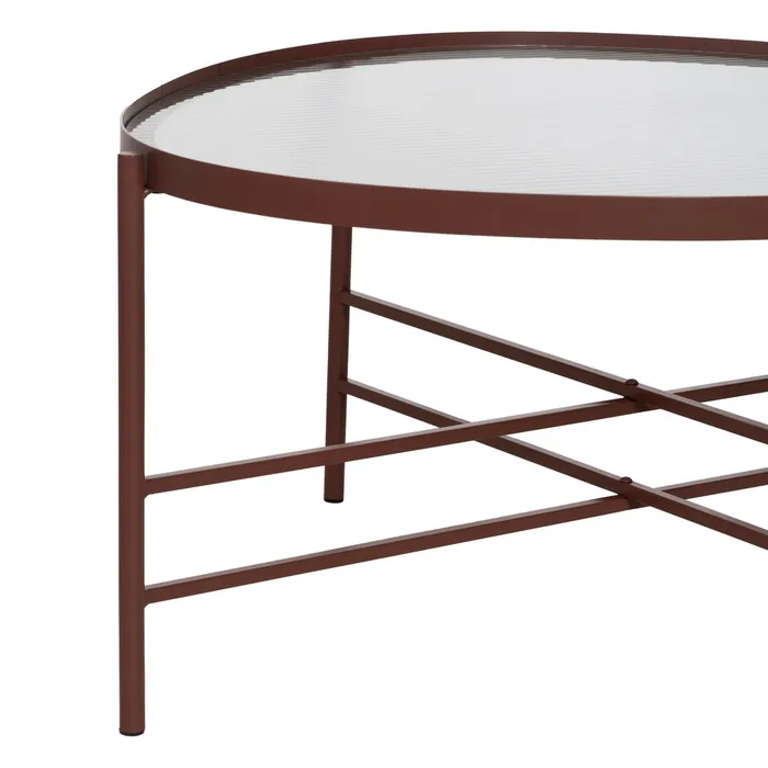 MESA CENTRO TEJA METAL-CRISTAL 78 X 68 X 37 CM - Imagen 2