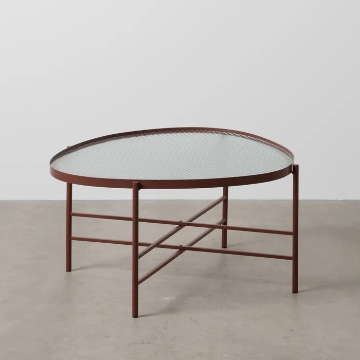 MESA CENTRO TEJA METAL-CRISTAL 78 X 68 X 37 CM - Imagen 3