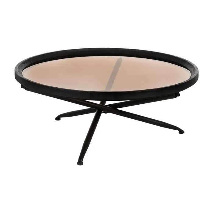 MESA CENTRO NEGRO MADERA-METAL 100 X 100 X 40 CM