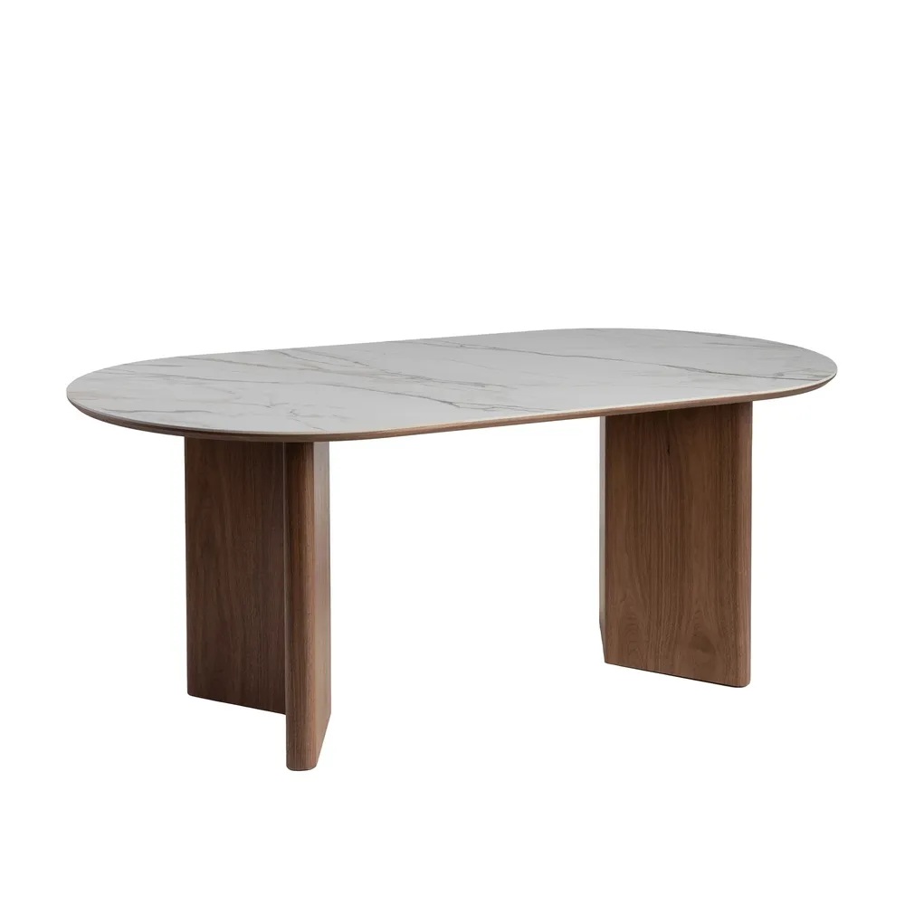 MESA COMEDOR BLANCO MARRÓN DM CERÁMICA 180 X 90 X 76 CM - Imagen 4