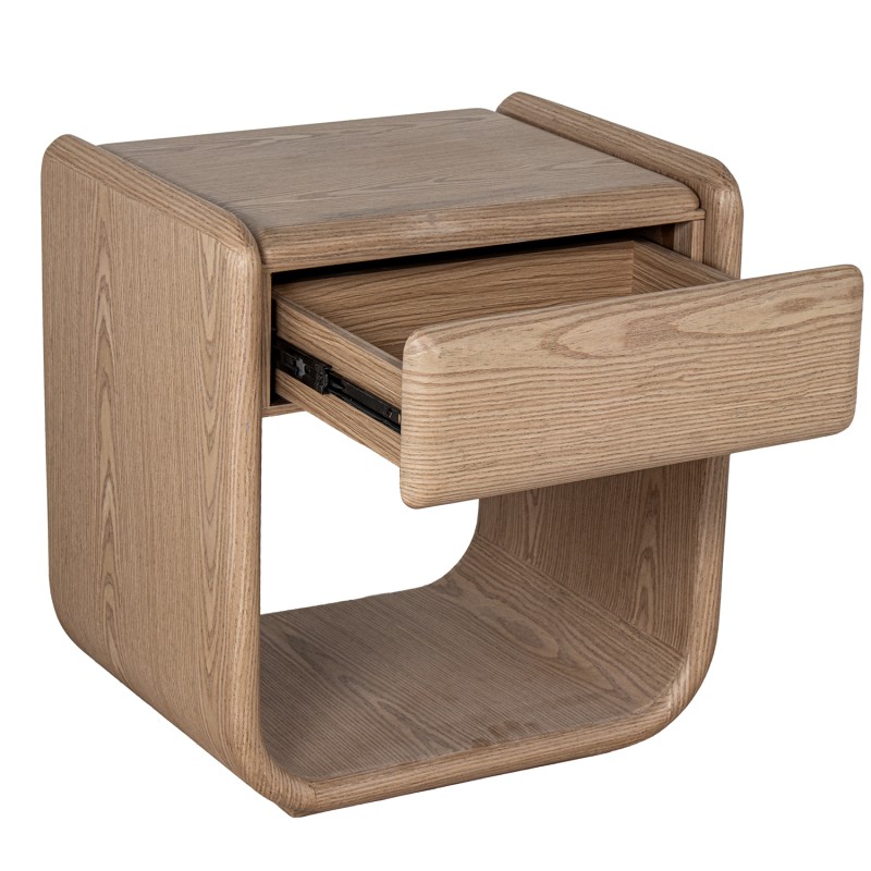 Mesa De Noche Madera Natural, Dm+ Chapa Mad. Caucho 51x40,5x56,5cm - Imagen 4