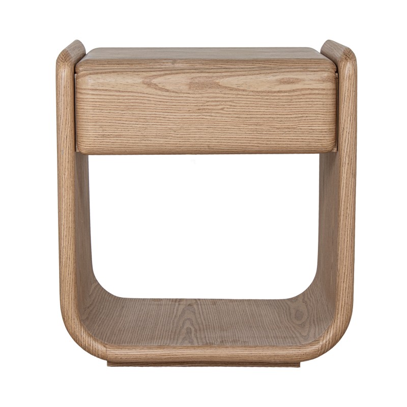 Mesa De Noche Madera Natural, Dm+ Chapa Mad. Caucho 51x40,5x56,5cm