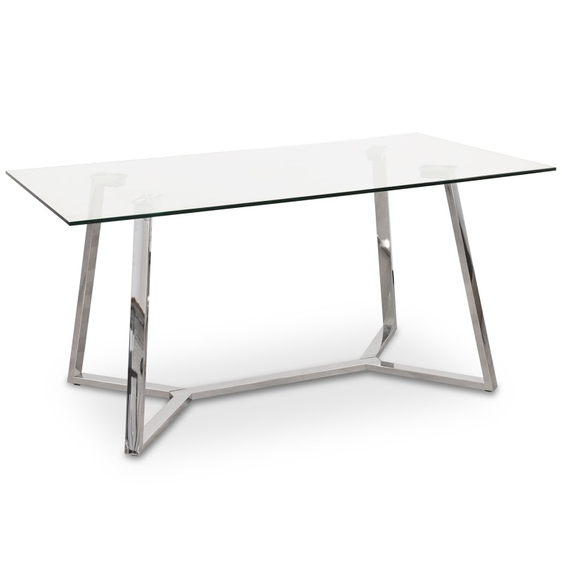 Mesa Comedor Cristal Patas Acero Brillo +91192 160x90x76cm Cristal Temp:12mm - Imagen 2