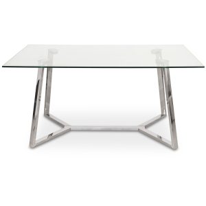 Mesa Comedor Cristal Patas Acero Brillo +91192 160x90x76cm Cristal Temp:12mm