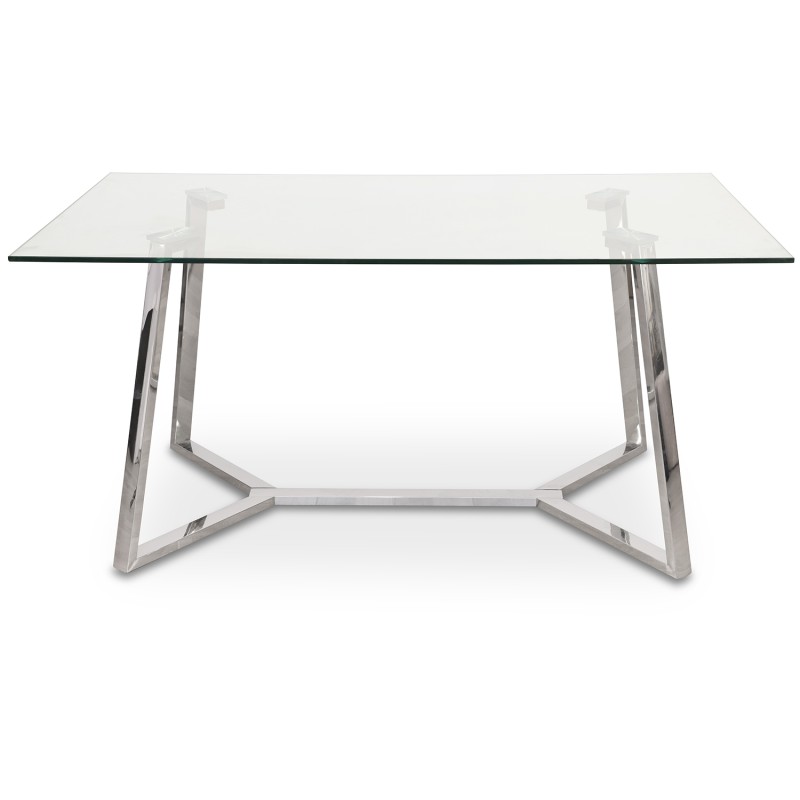 Mesa Comedor Cristal Patas Acero Brillo +91192 160x90x76cm Cristal Temp:12mm