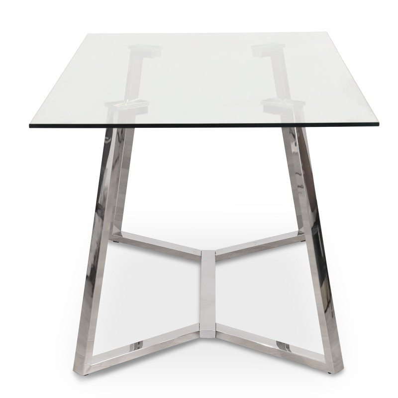 Mesa Comedor Cristal Patas Acero Brillo +91192 160x90x76cm Cristal Temp:12mm - Imagen 3