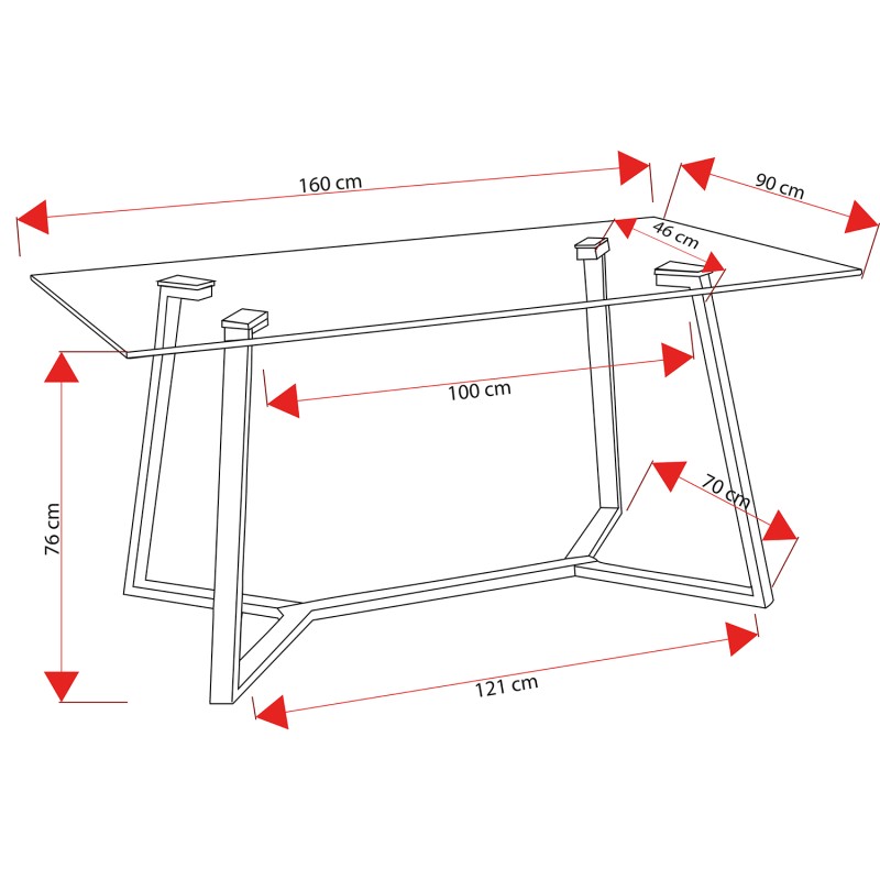 Mesa Comedor Cristal Patas Acero Brillo +91192 160x90x76cm Cristal Temp:12mm - Imagen 4