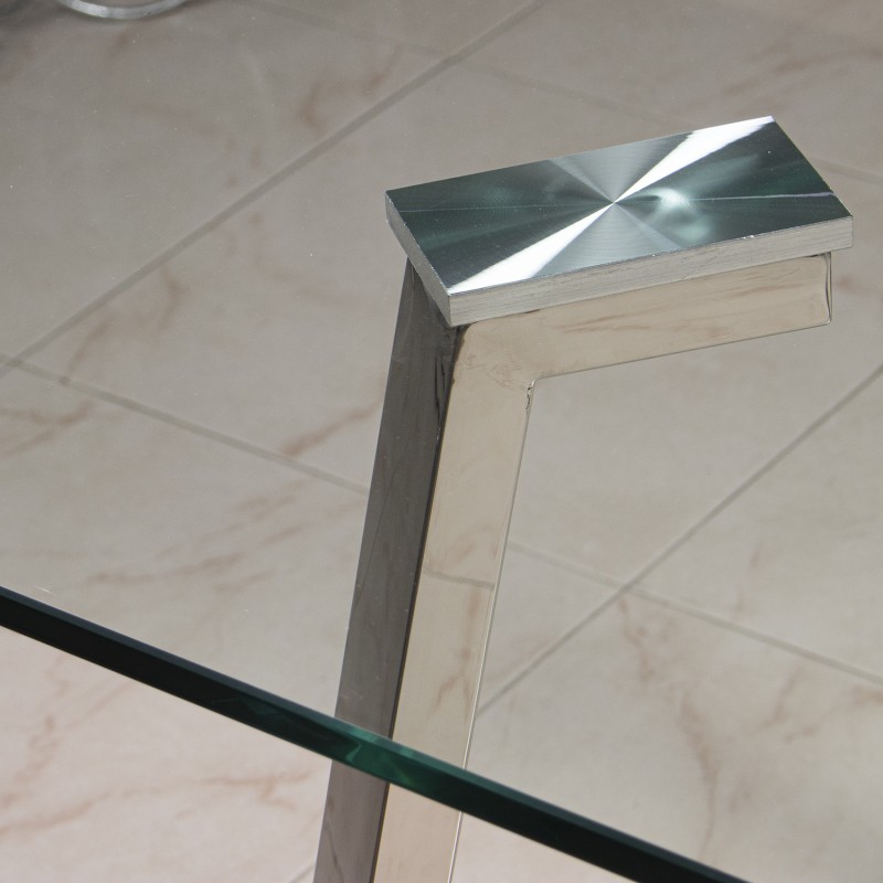 Mesa Comedor Cristal Patas Acero Brillo +91192 160x90x76cm Cristal Temp:12mm - Imagen 5