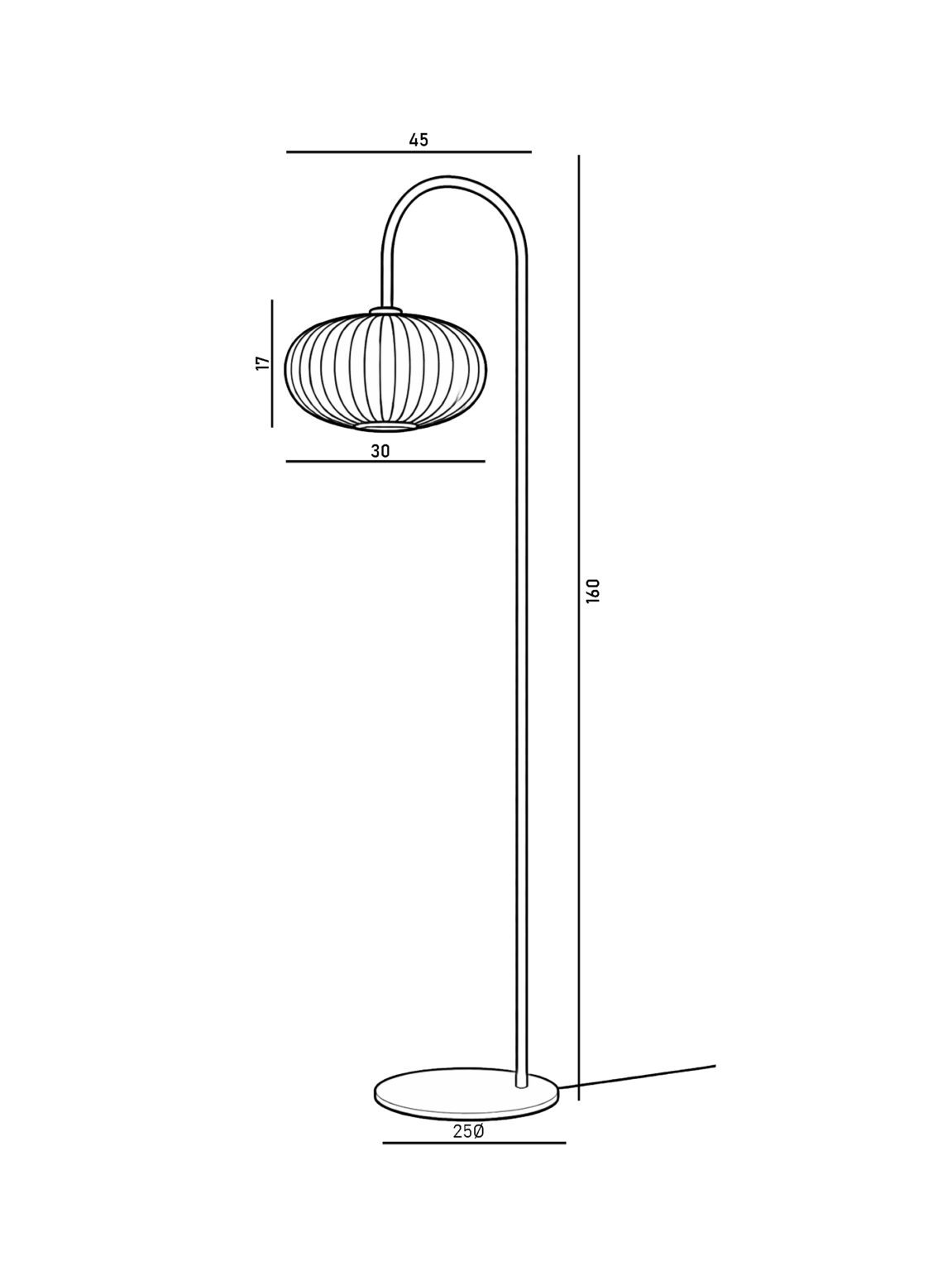 LAMPARA DE PIE ACERO ORO 45×160 CM - Imagen 3