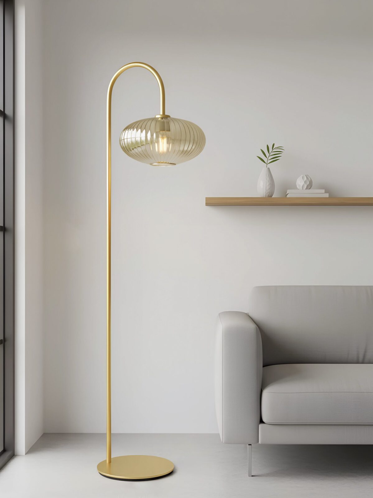 LAMPARA DE PIE ACERO ORO 45×160 CM - Imagen 2
