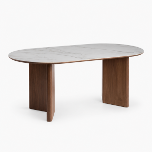 MESA COMEDOR BLANCO MARRÓN DM CERÁMICA 180 X 90 X 76 CM